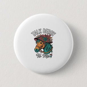 Chapa Redonda De 5 Cm Diseño de grabado vintage de caballo Derby Talk
