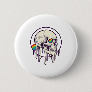 Chapa Redonda De 5 Cm Diseño de grabado vintage de calavera goteando arc