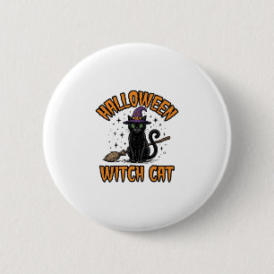 Chapa Redonda De 5 Cm Diseño de grabado vintage de gato bruja de Hallowe