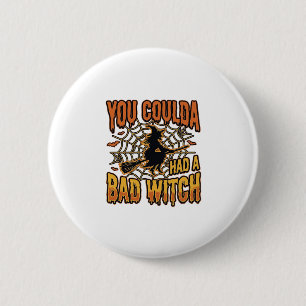 Chapa Redonda De 5 Cm Diseño de grabado vintage de Halloween de bruja ma