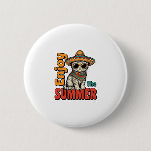Chapa Redonda De 5 Cm Diseño de grabado vintage de sombrero de gato de v