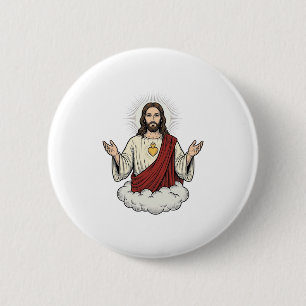 Chapa Redonda De 5 Cm Diseño de grabado vintage devocional del Sagrado C