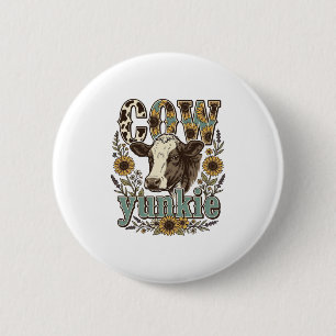 Chapa Redonda De 5 Cm Diseño de granja de girasoles de vaca vintage Yunk