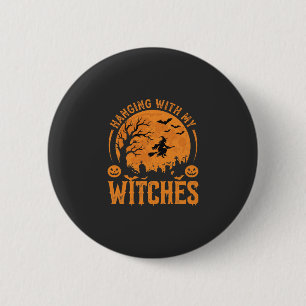 Chapa Redonda De 5 Cm Diseño de Halloween Colgando Con Mis Brujas (3)