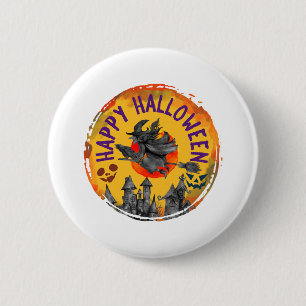 Chapa Redonda De 5 Cm Diseño de Halloween Feliz Bruja de Halloween