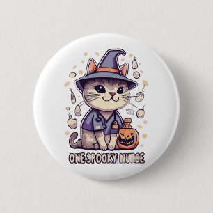 Chapa Redonda De 5 Cm Diseño de Halloween para un Gato de Enfermería
