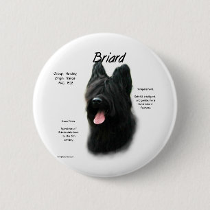 Chapa Redonda De 5 Cm Diseño de historia de Briard (negro)