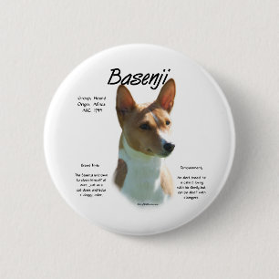 Chapa Redonda De 5 Cm Diseño de historia de castaño Basenji, todo sobre 
