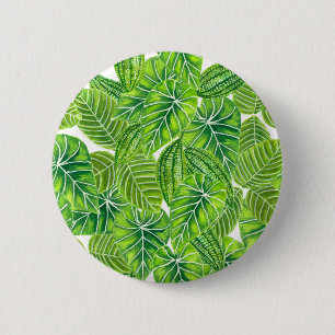 Chapa Redonda De 5 Cm Diseño de hojas tropicales de color acuático