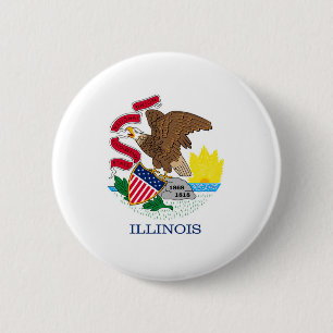 Chapa Redonda De 5 Cm Diseño de la bandera del estado de Illinois