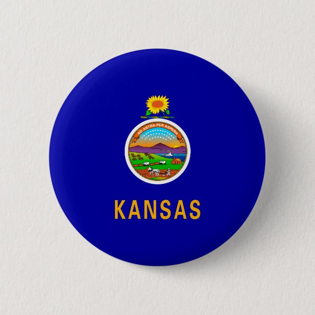 Chapa Redonda De 5 Cm Diseño de la bandera del estado de Kansas (Anverso)