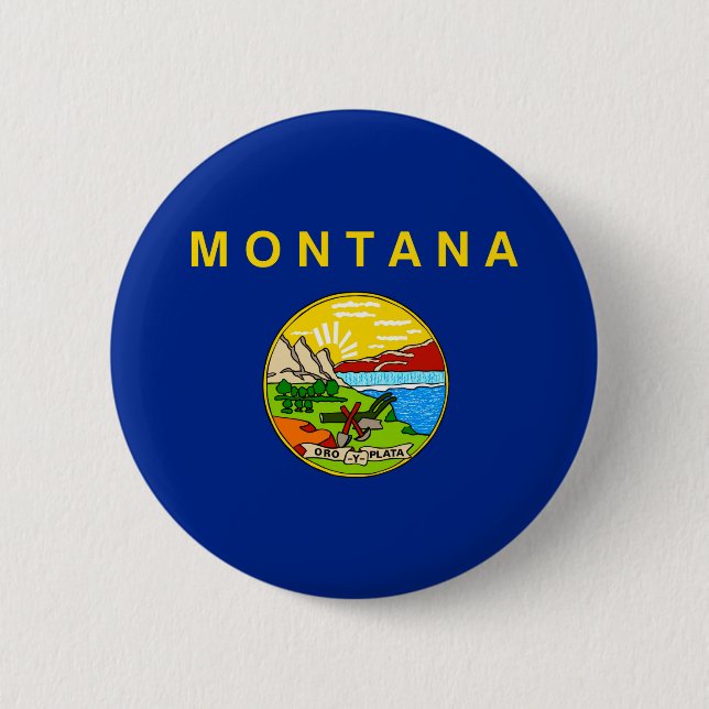 Chapa Redonda De 5 Cm Diseño de la bandera del estado de Montana (Anverso)