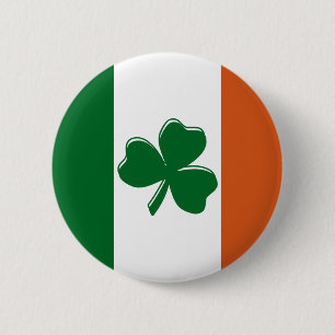 Chapa Redonda De 5 Cm Diseño de la bandera irlandesa Shamrock de la tin