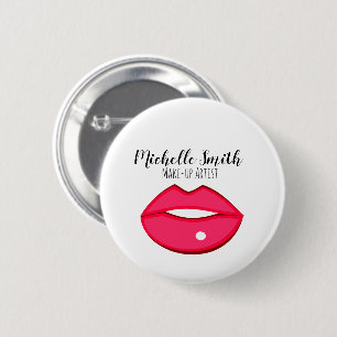 Chapa Redonda De 5 Cm Diseño de labios rosados calientes Artista de maqu