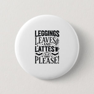 Chapa Redonda De 5 Cm Diseño de Leggings Hojas Lattes Halloween Otoño Ca