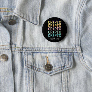 Chapa Redonda De 5 Cm Diseño De Letras De Cripto Retro Para Criptodivisa