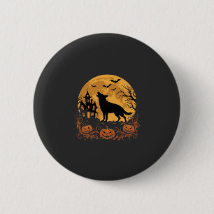 Chapa Redonda De 5 Cm Diseño de luna de Halloween de pastor alemán_1