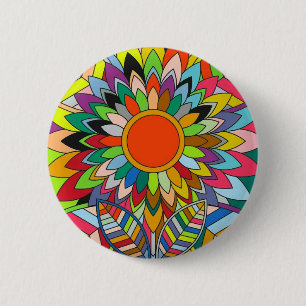 Chapa Redonda De 5 Cm diseño de mandala de flor colorida yaei