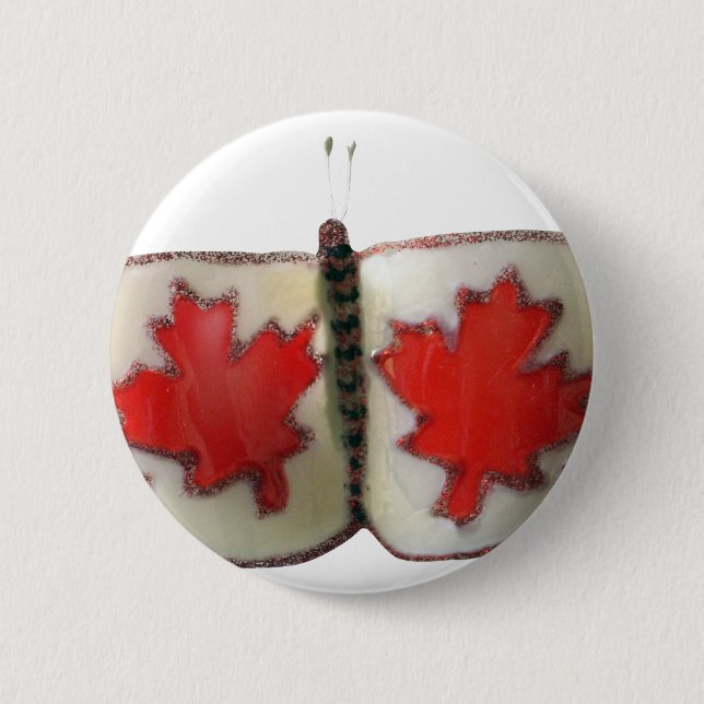 Chapa Redonda De 5 Cm Diseño de mariposa de bandera canadiense (Anverso)