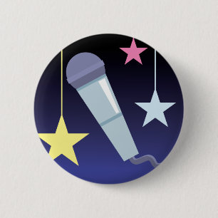 Chapa Redonda De 5 Cm diseño de micrófono y estrellas de cantante