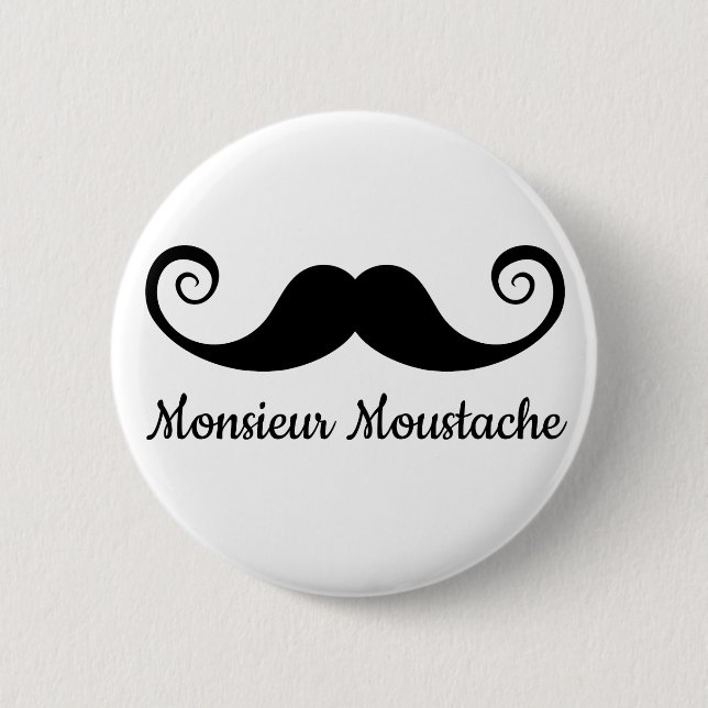 Chapa Redonda De 5 Cm Diseño de Monsieur Mustache con el bigote rizado (Anverso)