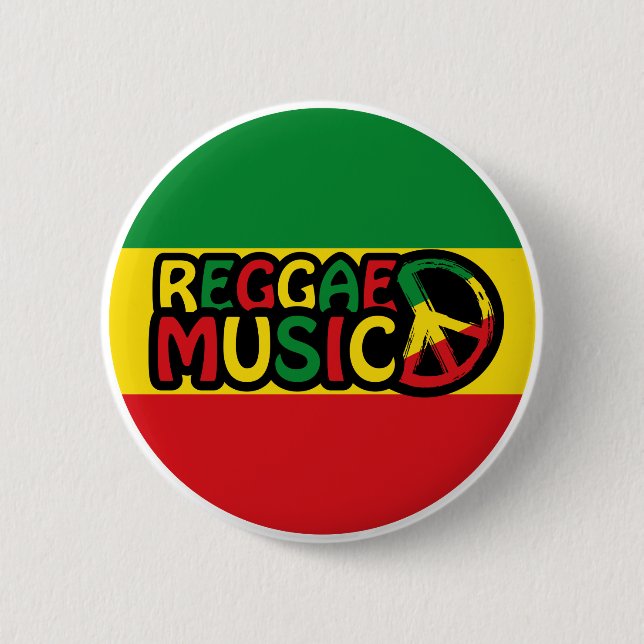 Chapa Redonda De 5 Cm Diseño de música reggae con estilo rastafari y col (Anverso)