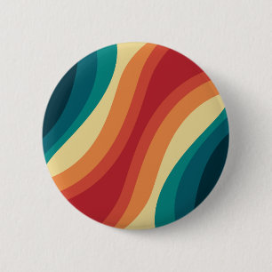 Chapa Redonda De 5 Cm Diseño de ondas de estilo retro multicolor