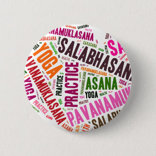 Chapa Redonda De 5 Cm Diseño de palabras de yoga