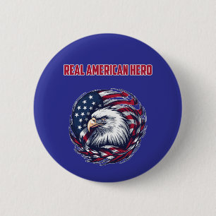 Chapa Redonda De 5 Cm Diseño de Patriota Verdadero Héroe Americano Coraj