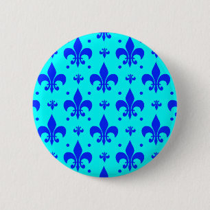 Chapa Redonda De 5 Cm Diseño de patrón de flor de lis azul