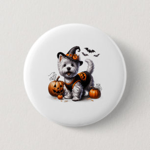 Chapa Redonda De 5 Cm Diseño de perros de Halloween Westie Tee West Terr