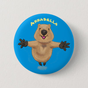 Chapa Redonda De 5 Cm Diseño de personalizados de quokka saltando feliz