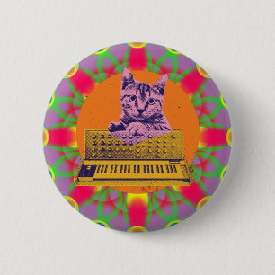 Chapa Redonda De 5 Cm Diseño de productor de música de sintetizador de g