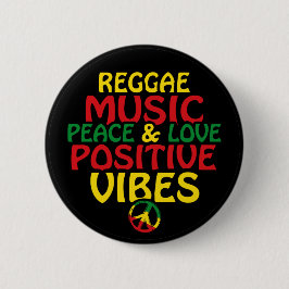 Chapa Redonda De 5 Cm Diseño de reggae con citas positivas y bandera de 