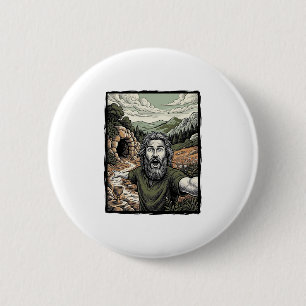 Chapa Redonda De 5 Cm Diseño de retrato barbudo sorprendido grabado vint