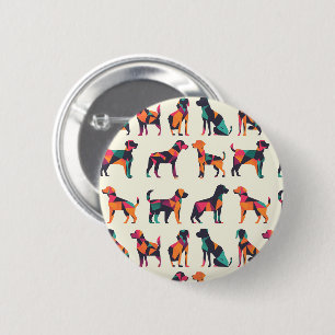 Chapa Redonda De 5 Cm Diseño de siluetas de perro geométricas