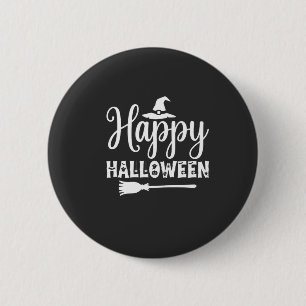 Chapa Redonda De 5 Cm Diseño de sombrero de bruja de escoba de Halloween