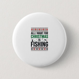 Chapa Redonda De 5 Cm Diseño de suéter feo de pesca de Navidad