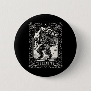 Chapa Redonda De 5 Cm Diseño de tarjeta de tarot de Krampus, temporada d