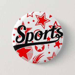 Chapa Redonda De 5 Cm Diseño de texto: DEPORTES negros + tu propio texto