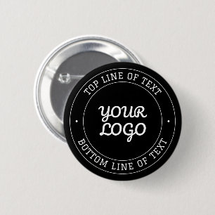 Chapa Redonda De 5 Cm Diseño de texto editable con tu logo Blanco y ne