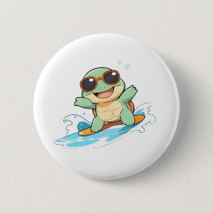 Chapa Redonda De 5 Cm Diseño de tortuga surfista Chibi linda para verano