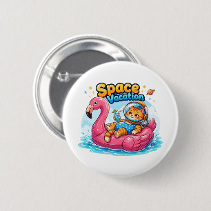 Chapa Redonda De 5 Cm Diseño de vacaciones de gato espacial Kawaii