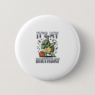 Chapa Redonda De 5 Cm Diseño de vector de fiesta de baloncesto de tortug
