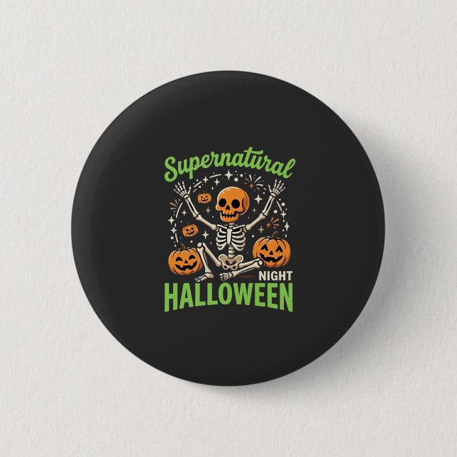 Chapa Redonda De 5 Cm Diseño de vector de Halloween de esqueleto sobrena (Anverso)