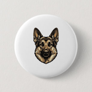Chapa Redonda De 5 Cm Diseño de vector de perro pastor grabado vintage_1