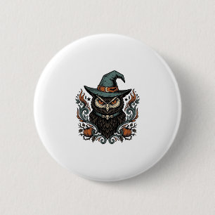 Chapa Redonda De 5 Cm Diseño de vector de sombrero de bruja de búho de H