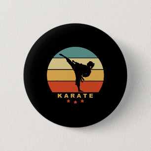 Chapa Redonda De 5 Cm Diseño del atardecer de Karate Retro - Mujer hacie