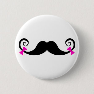 Chapa Redonda De 5 Cm Diseño del bigote con los arcos rosados