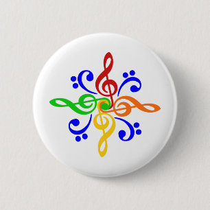 Chapa Redonda De 5 Cm Diseño del Clef bajo y agudo